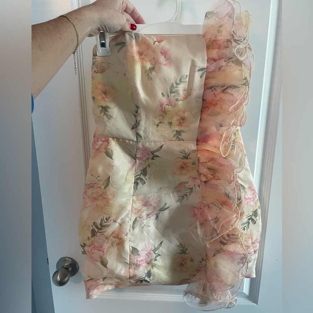 Strapless Floral Mini Dress